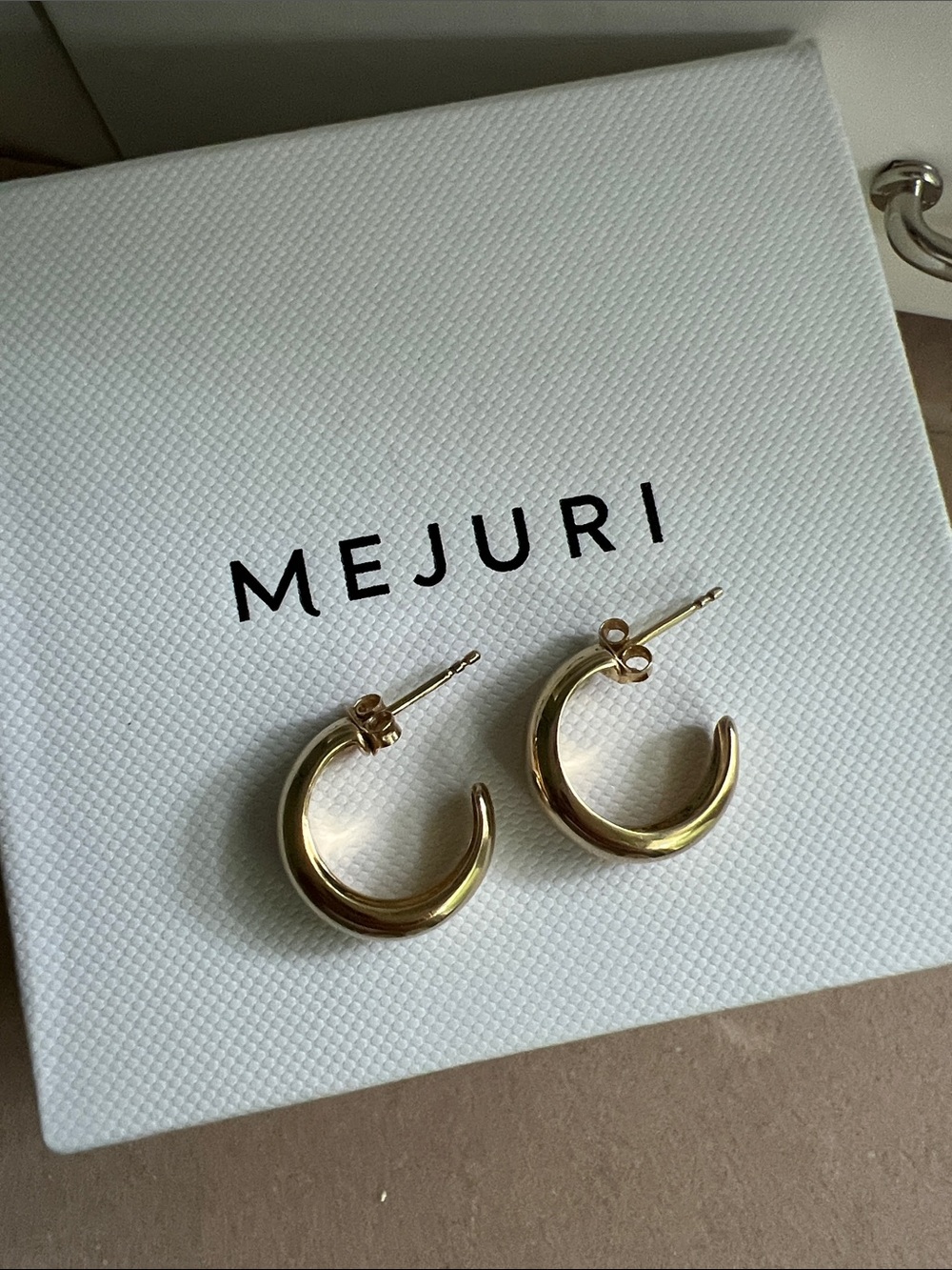 Mejuri Polished Gold Puff Mini Hoop Earrings